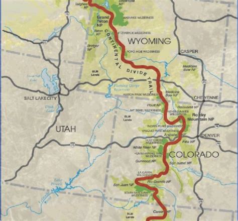 Image of the Continental Divide in Colorado Map